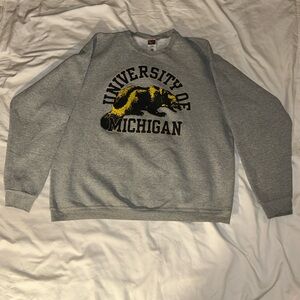 Fruit of the Loom Gray Sweatshirt with Navy Lettering